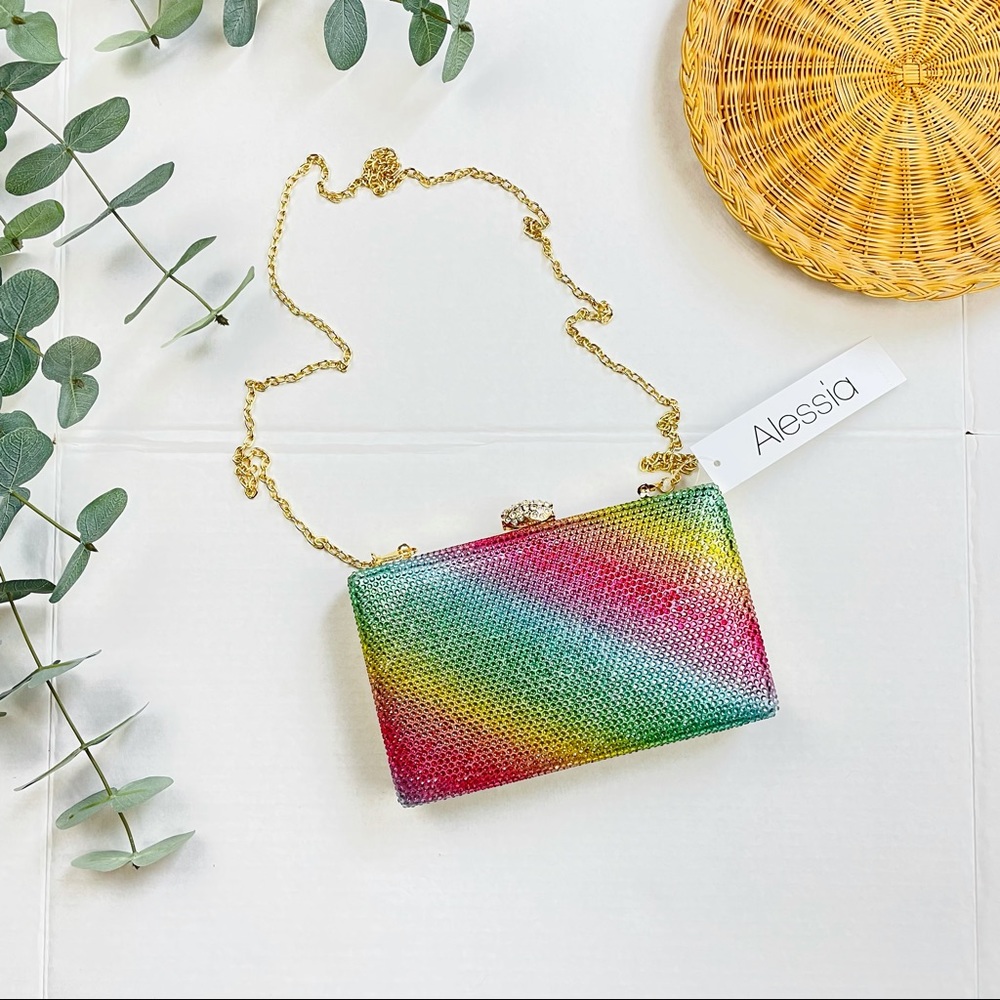 NWT Alessia Rainbow Rhinestone Crossbody